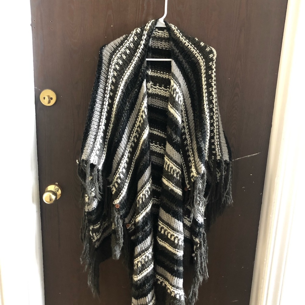 Striped knit gypsy shawl